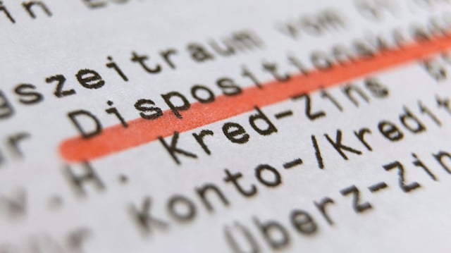 Kontoauszug mit markiertem Dispositionskredit