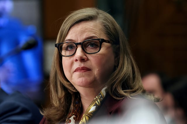 Federal Reserve Board Governor Michelle Bowman, U.S. President Donald Trump's nominee to be Federal Reserve vice chair for supervision, testifies before a Senate Banking, Housing, and Urban Affairs Committee confirmation hearing on Capitol Hill in Washington, D.C., U.S., April 10, 2025. REUTERS/Kevin Mohatt/File Photo