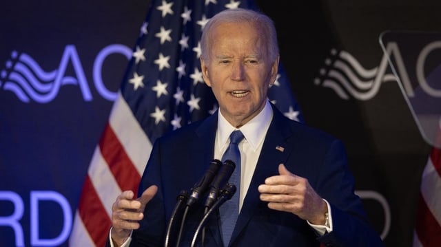 Former President Biden speaks at a conference hosted by the Advocates, Counselors and Representatives for the Disabled (ACRD) in Chicago on April 15. Photo: Scott Olson/Getty Images