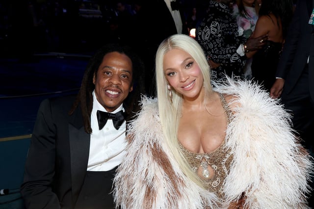 LOS ANGELES, CALIFORNIA - FEBRUARY 02: (L-R) Jay-Z and Beyoncé attend the 67th Annual GRAMMY Awards at Crypto.com Arena on February 02, 2025 in Los Angeles, California.  (Photo by Kevin Mazur/Getty Images for The Recording Academy)
