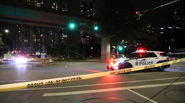Surrey police on scene after a hit and run near the Halal Food Fest on Sunday night.