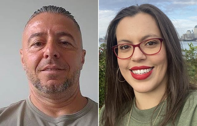 Bekim Fiseku, left, and bicyclist Amanda Servedio.