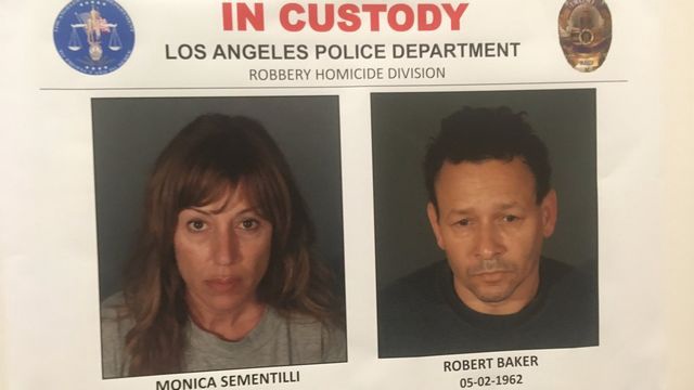 Monica Sementilli, left, and Robert Baker are seen in LAPD booking photos. (Image courtesy of LAPD)