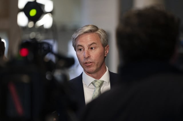 Nova Scotia Premier Tim Houston speaks to reporters at the Nova Scotia legislature in Halifax, Thursday, Feb. 29, 2024. THE CANADIAN PRESS/Darren Calabrese