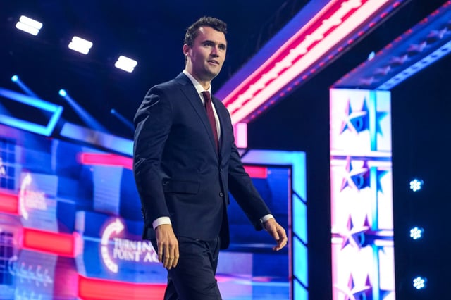 Charlie Kirk at AmericaFest in Phoenix, Ariz., on Dec. 22, 2024.