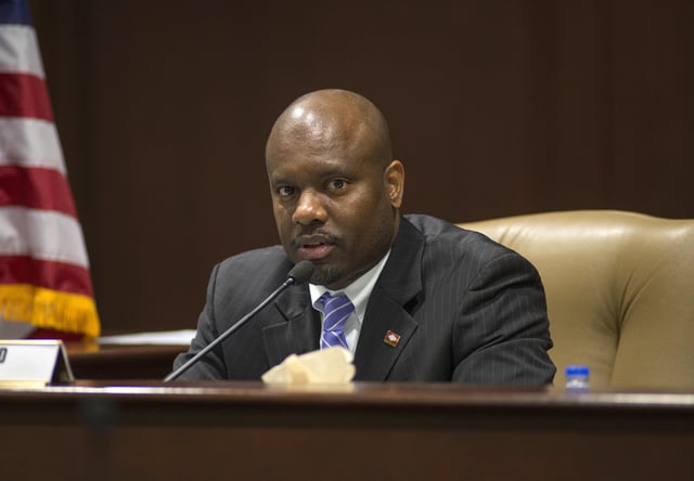 FILE - Arkansas state Rep. Fred Love, D-Little Rock, speaks during a legislative committee meeting in Little Rock, Ark, Wednesday, Jan. 11, 2017. (AP Photo/Brian Chilson, file)