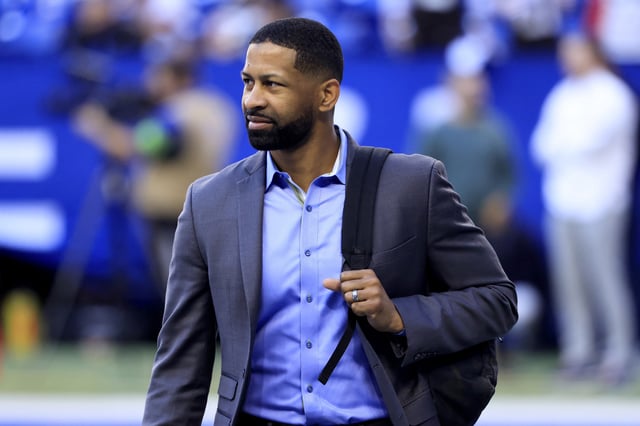 Cleveland Browns general manager Andrew Berry walks the field before the game against the Indianapolis Colts at Lucas Oil Stadium on October 22, 2023 in Indianapolis, Indiana.