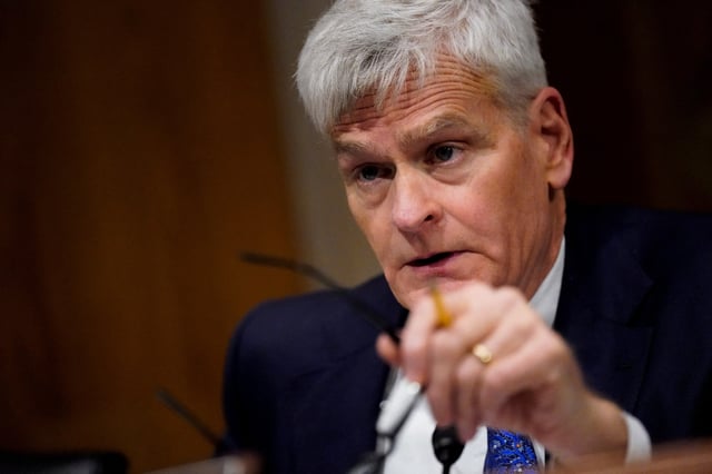U.S. Senator Bill Cassidy (R-LA) speaks during a Health, Education, Labor, and Pensions (HELP) Senate Committee confirmation hearing on Marty Makary's nomination to be commissioner of the U.S. Food and Drug Administration (FDA), on Capitol Hill in Washington, D.C., U.S., March 6, 2025. REUTERS/Kent Nishimura/File Photo
