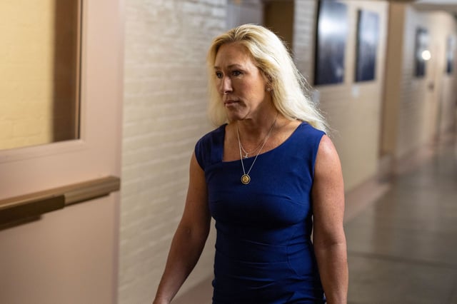Rep. Marjorie Taylor Greene arrives at the US Capitol, May 20, 2025 in Washington, DC.