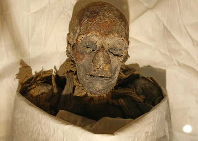 The mummified remains of Queen Hatshepsut, ancient Egypt's most famous female pharaoh, at the Cairo Museum in 2007