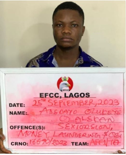 Adedayo Olukeye, 26, is in custody in Nigeria facing 18 charges including child pornography, money laundering and retention of proceeds of unlawful activities.
