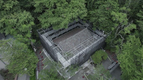 This image, provided by the Korea Heritage Service, shows Gwanwoldang in Kotoku-in, a Buddhist temple in Kamakura, Japan, after it was partly disassembled. (PHOTO NOT FOR SALE) (Yonhap)