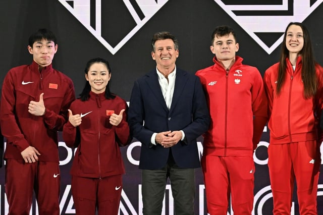 Sebastian Coe (C) compares athletes going unrewarded at an Olympics to Taylor Swift being the only one not paid for a concert