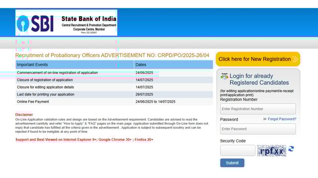 SBI PO 2025 registration for 541 vacancies begins, apply online