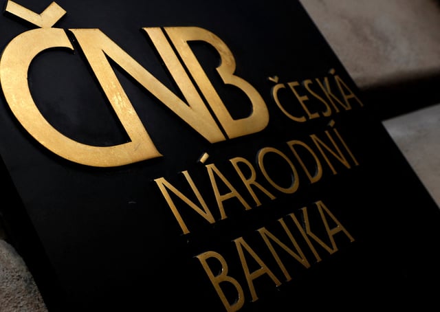 A logo of the Czech National Bank is seen on its building in Prague, Czech Republic, April 26, 2023. REUTERS/David W Cerny