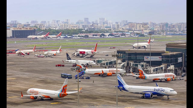 Flights parked on the runway at Chhatrapati Shivaji Maharaj International Airport, in Mumbai on June 13 (PTI)