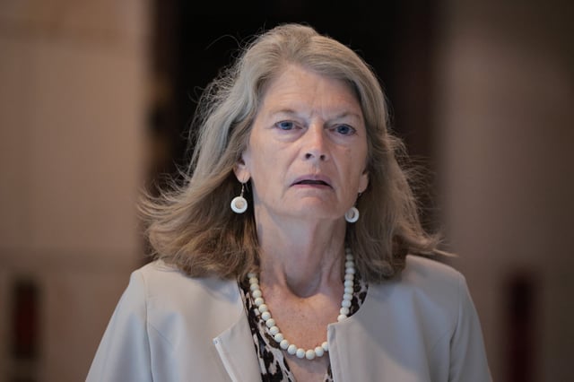 Sen. Lisa Murkowski (R-AK) leaves the Defense Subcommittee closed hearing at the U.S. Capitol on June 17, 2025 in Washington, DC.