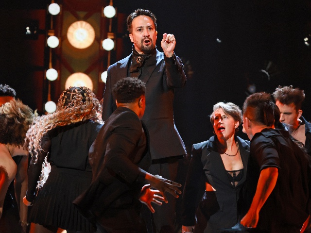 NEW YORK, NEW YORK - JUNE 08: Lin-Manuel Miranda and the cast of "Hamilton" perform onstage during The 78th Annual Tony Awards at Radio City Music Hall on June 08, 2025 in New York City. (Photo by Theo Wargo/Getty Images for Tony Awards Productions)
