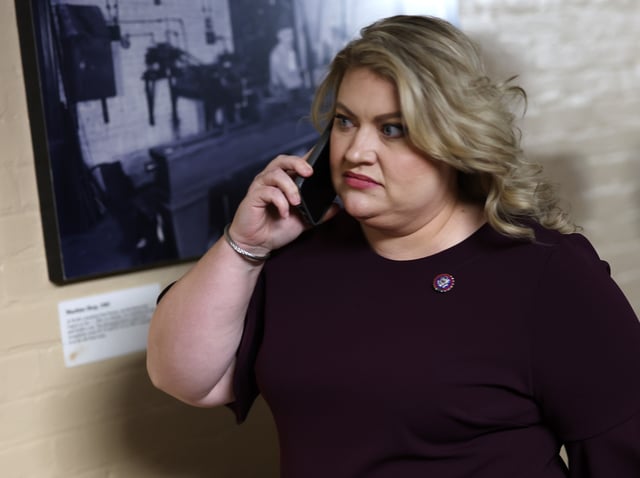 Rep. Kat Cammack (R-FL) arrives for a House Republican caucus meeting at the U.S. Capitol on September 19, 2023 in Washington, DC.