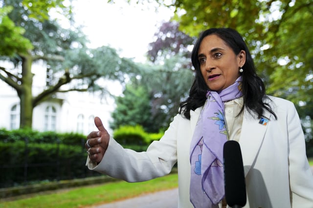 Minister of Foreign Affairs Anita Anand speaks to reporters in The Hague, Netherlands on Tues., June 24, 2025.