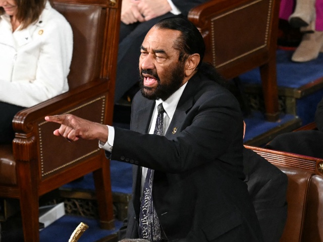 US Representative Al Green (D-TX) shouts as US President Donald Trump speaks during an address to a joint session of Congress in the House Chamber of the US Capitol in Washington, DC, on March 4, 2025. (Photo by SAUL LOEB / AFP)