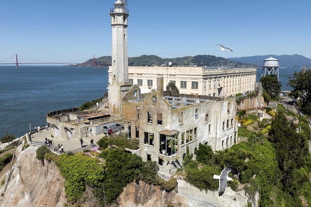 FILE - Alcatraz Island is pictured on Monday, May 5, 2025, in San Francisco. (AP Photo/Noah Berger, File)