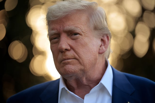 President Donald Trump speaks to reporters before boarding the Marine One presidential helicopter and departing the White House on June 24, 2025, in Washington, D.C.