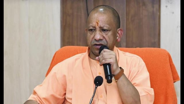 Chief minister Yogi Adityanath during a meeting with public representatives and BJP officials, in Ghazipur, UP, Tuesday. (PTI Photo)