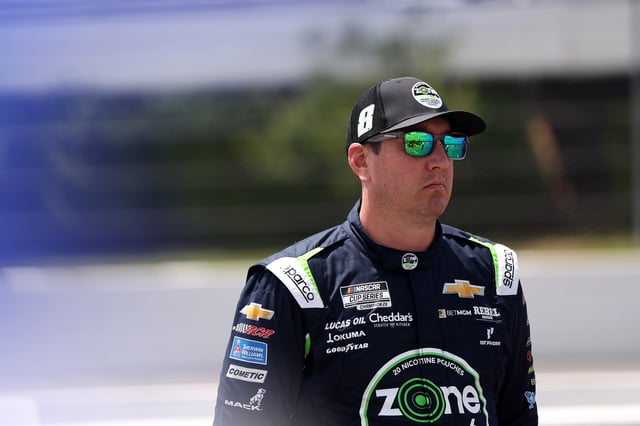 Kyle Busch, driver of the #8 zone/GetGo Chevrolet, looks on during practice for the NASCAR Cup Series The Great American Getaway 400 at Pocono Raceway on June 21, 2025 in Long Pond, Pennsylvania.