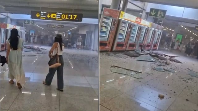 Palma De Mallorca Airport Roof Collapse, Debris And Glass Cascade Into Arrivals Hall | Image: X