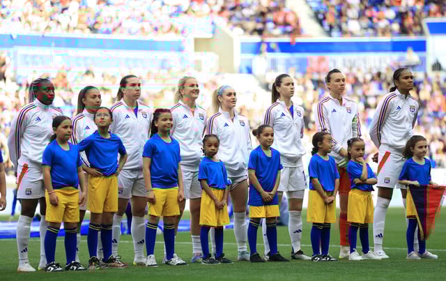 Soccer Football - Women's Champions League - Semi Final - Second Leg - Olympique Lyonnais v Arsenal - Groupama Stadium, Lyon, France - April 27, 2025 Olympique Lyonnais players line up before the match REUTERS/Manon Cruz/File Photo
