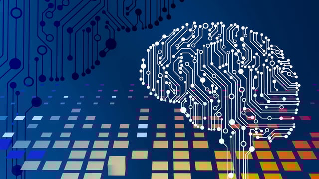 Human brain formed out of computer motherboard connections