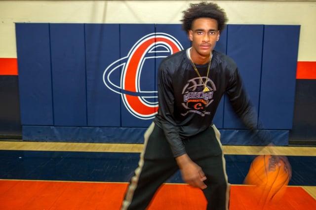 Daily News boys basketball player of the year, Chatsworth High School’s Alijah Arenas Wednesday, April 9, 2025. (Photo by Hans Gutknecht, Los Angeles Daily News/SCNG)