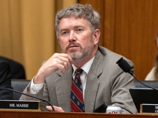 Rep. Thomas Massie, R-Ky., listens during a joint subcommittee hearing of the House Judiciary Committee, on Capitol Hill, April 1, 2025, in Washington. (AP Photo/Mark Schiefelbein, File)