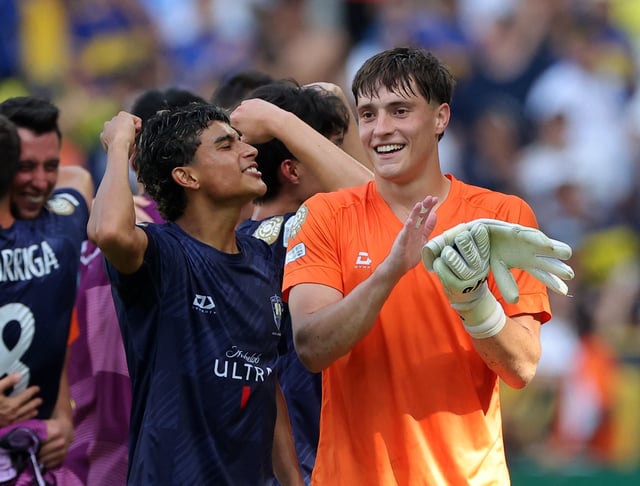 Soccer Football - FIFA Club World Cup - Group C - Auckland City v Boca Juniors - Geodis Park, Nashville, Tennessee, U.S. - June 24, 2025 Auckland City's Jerson Lagos and Nathan Garrow celebrate after the match REUTERS/Carlos Barria