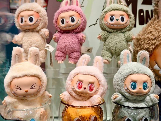 Labubu dolls are on sale at a Pop Mart store on June 10, 2025 in Guangzhou, Guangdong Province of China. Labubu craze soars globally, sparking fashion buzz and shopping frenzy. 