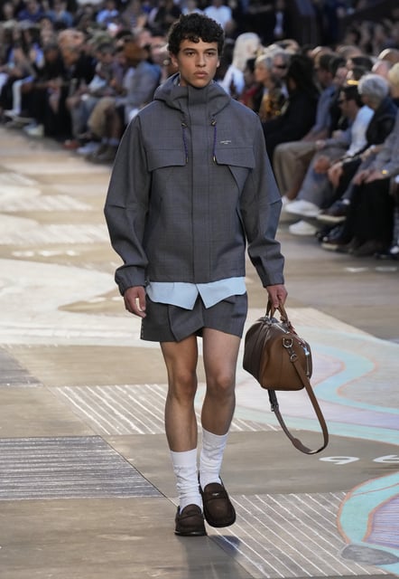 A model wears a creation as part of the men's Louis Vuitton Spring-Summer 2026 collection, that was presented in Paris, Tuesday, June 24, 2025. (AP Photo/Michel Euler)