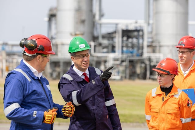 UK energy secretary Ed Miliband visiting the Acorn carbon capture and storage project in Aberdeenshire. Credit: PA Images / Alamy Stock Photo