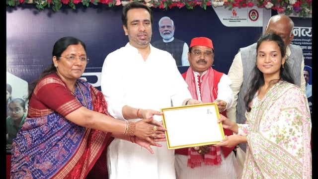 Union minister Jayant Chaudhary during the launch of NAVYA initiative in Sonbhadra on June 24. (Sourced)