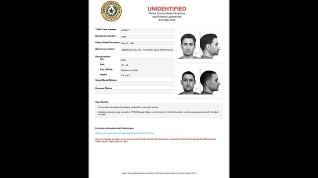 Fort Worth police are asking for help to identify a man, shown in a rendered photo, from a 1995 case.