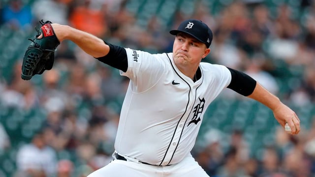 Tarik Skubal of the Detroit Tigers pitches against the Athletics during the first inning at Comerica Park on Tuesday, June 24, 2025, in Detroit. (Duane Burleson/Getty Images/TNS)