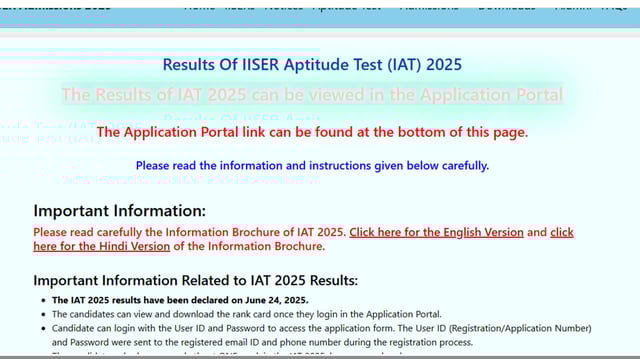 IISER Aptitude Test: IAT 2025 result announced