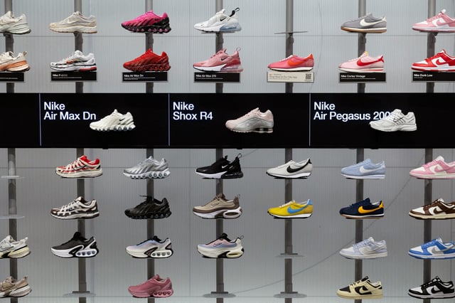 Nike shoes are seen in the King of Prussia Mall, as global markets brace for a hit to trade and growth caused by U.S. President Donald Trump's decision to impose import tariffs on dozens of countries, in King of Prussia, Pennsylvania, U.S., April 3, 2025.  REUTERS/Rachel Wisniewski/File Photo