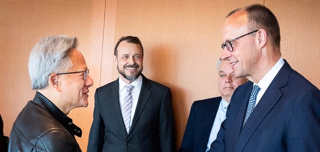 Nvidia-Chef Jensen Huang (links) zu Besuch bei Kanzler Friedrich Merz