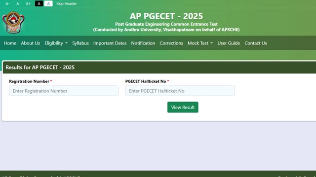 AP PGECET results 2025, rank cards announced