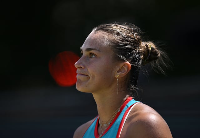 Tennis - Berlin Tennis Open - Steffi Graf Stadium, Berlin, Germany - June 21, 2025 Belarus' Aryna Sabalenka reacts during her semi final match against Czech Republic's Marketa Vondrousova REUTERS/Annegret Hilse/File Photo