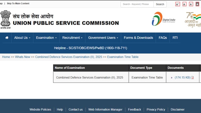 UPSC CDS II timetable 2025 is out at upsc.gov.in. The direct link to check the exam schedule is given here.
