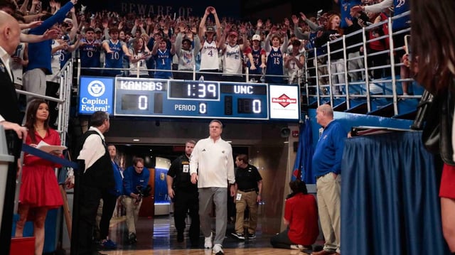 Kansas Jayhawks head coach Bill Self enters Allen Fieldhouse before a game against the North Carolina Tar Heels on Friday, Nov. 8, 2024.