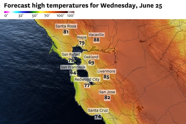 Warmer temperatures will start to appear across the Bay Area on Wednesday after another cloudy start to the day. 