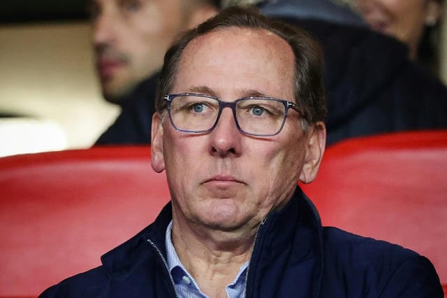Le président américain de l'Olympique Lyonnais John Textor, lors du match contre Monaco en L1 à Monaco le 10 mai 2025.